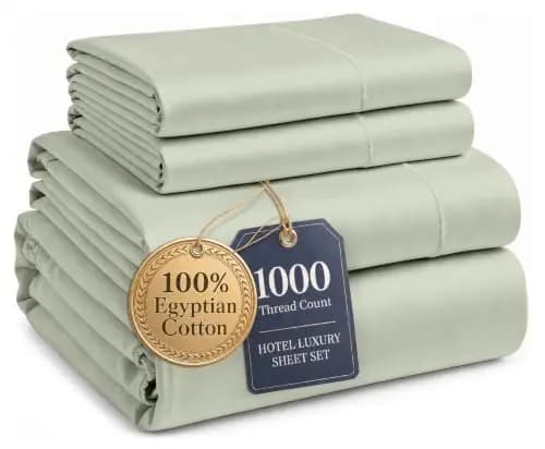 Bed Sheets Queen Size 100% Egyptian Cotton Sateen - Mineral | Deep ket Queen Sheets - 4-Piece Set, 16" Deep-ket Snug