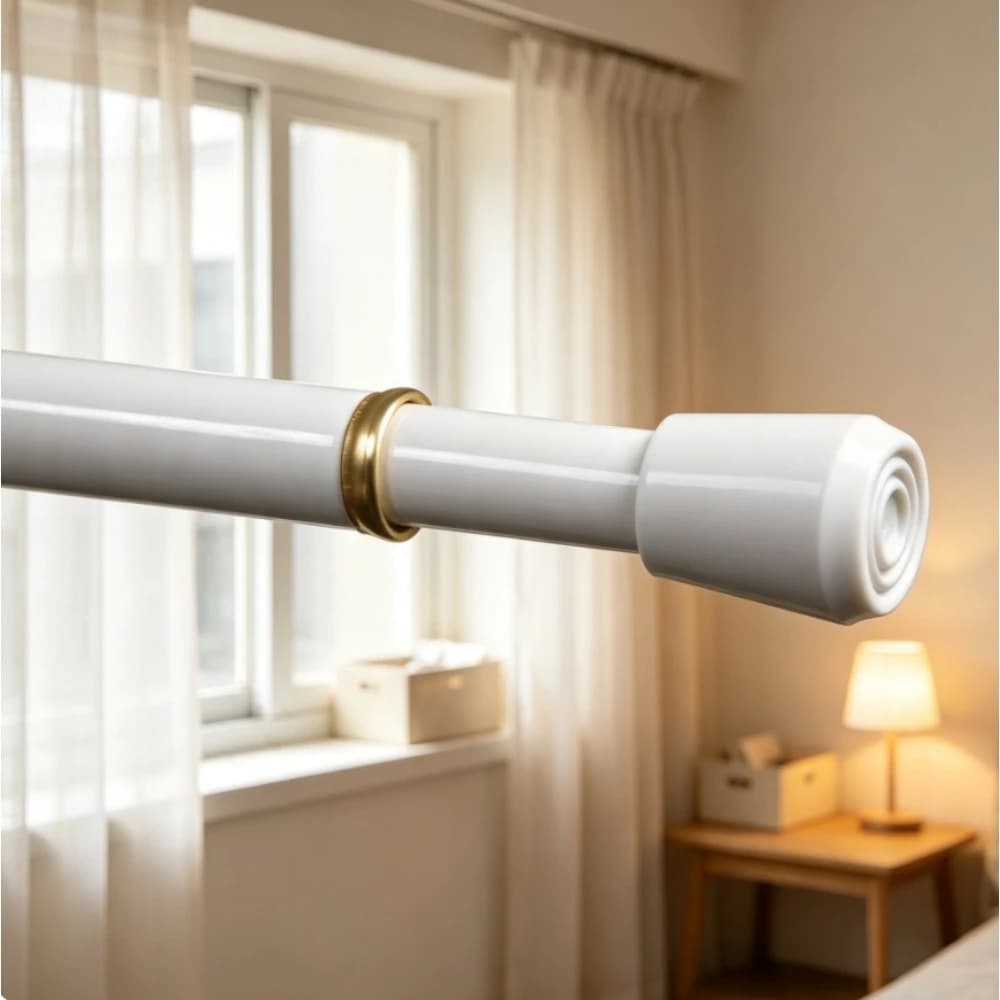 7/16" Adjustable Tension Curtain Rod, 28-48", White