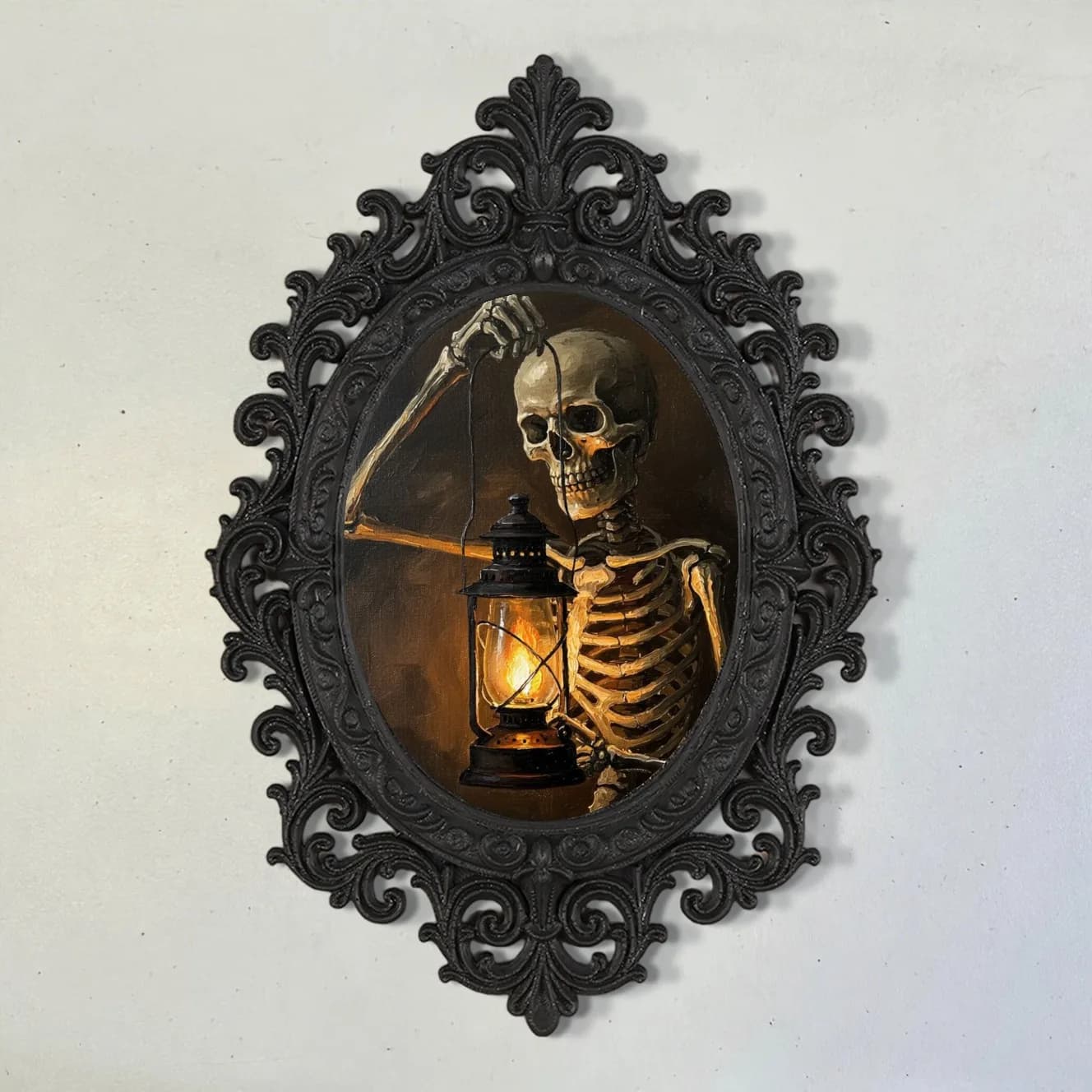 Black Plastic Gothic Picture Frame, Surreal Skeleton Art Print Photo Frame, Wall Hanging Decor for Bedroom Living Room Home