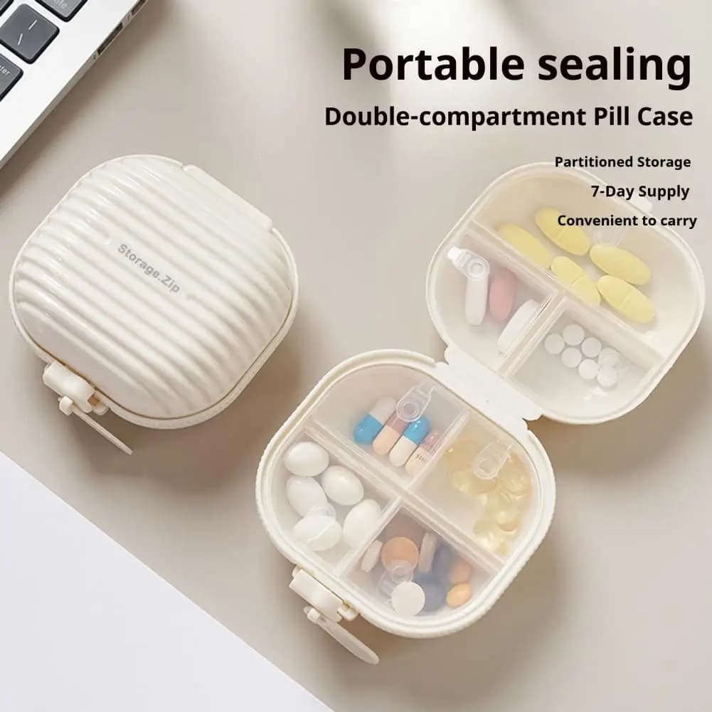 Portapillole da Viaggio con 7/14 Scomparti, Organizzatore di Medicinali con Chiusura in Silicone, Contenitori Settimanali per Integratori