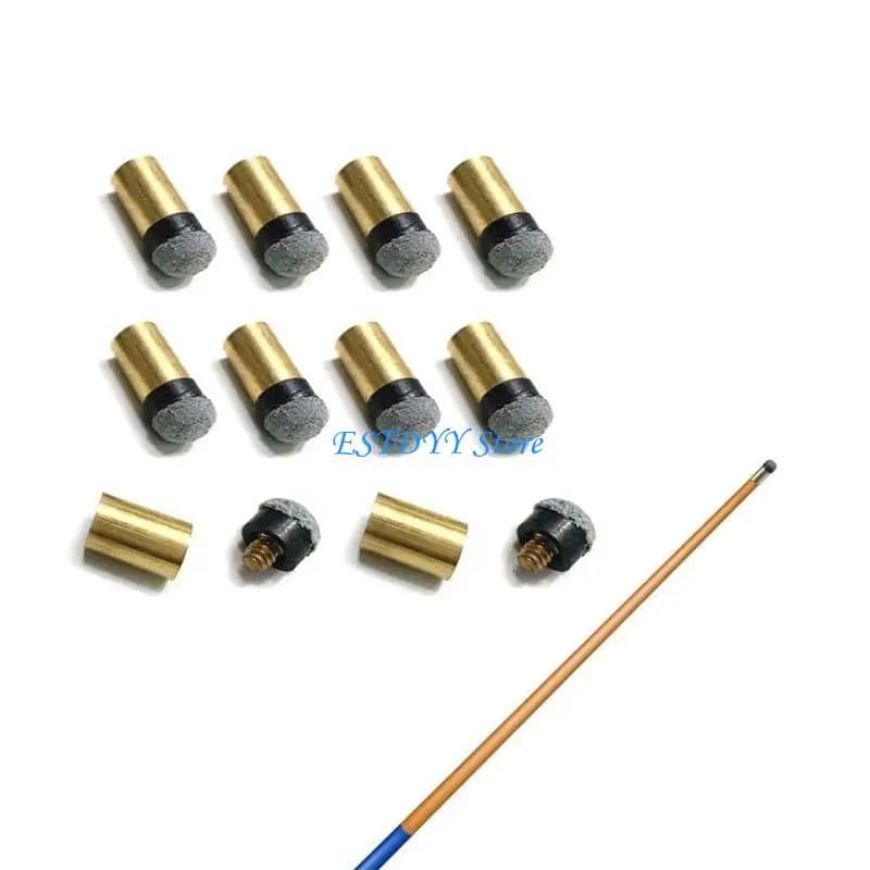 G6DE 10Pcs Billiards Pool Cue Tip Replacement Coppers PU Leather Pool Cue Tip Cue Tip with Cue Ferrules