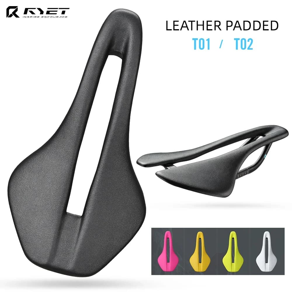 RYET Sella per bici in pelle piena di carbonio ovale 7x9MM cuscino per sedile per bicicletta comfort design ergonomico accessorio per ciclismo su strada MTB ghiaia