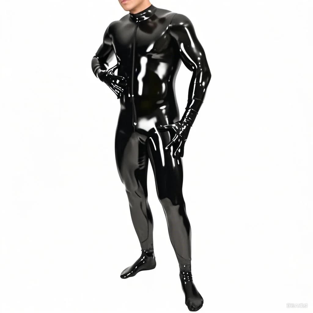 Gomma in lattice Gummi Catsuit Moda Tuta attillata Uniforme Cosplay Piedi guanti puramente fatti a mano Festa in costume di Halloween unica