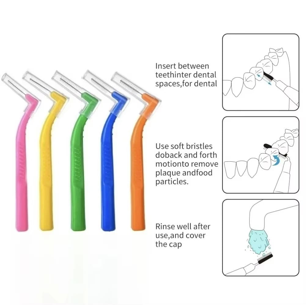 200 pcs L Shape Orthodontic Brushes Stuzzicadent Hygiene Oral Tooth Whitening Mini Toothbrush Cleaning Bracket