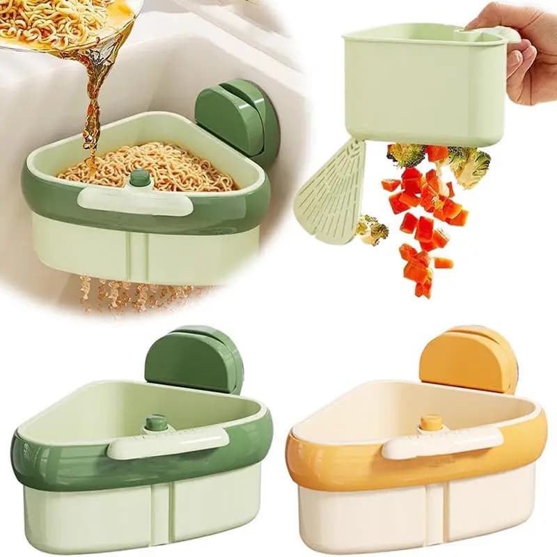 Nuovo cestello di scarico per lavello a ventosa Cestello per filtro per la pulizia della frutta facile da usare per uso domestico Triangolo da cucina Filtro per lavello Rifiuti alimentari