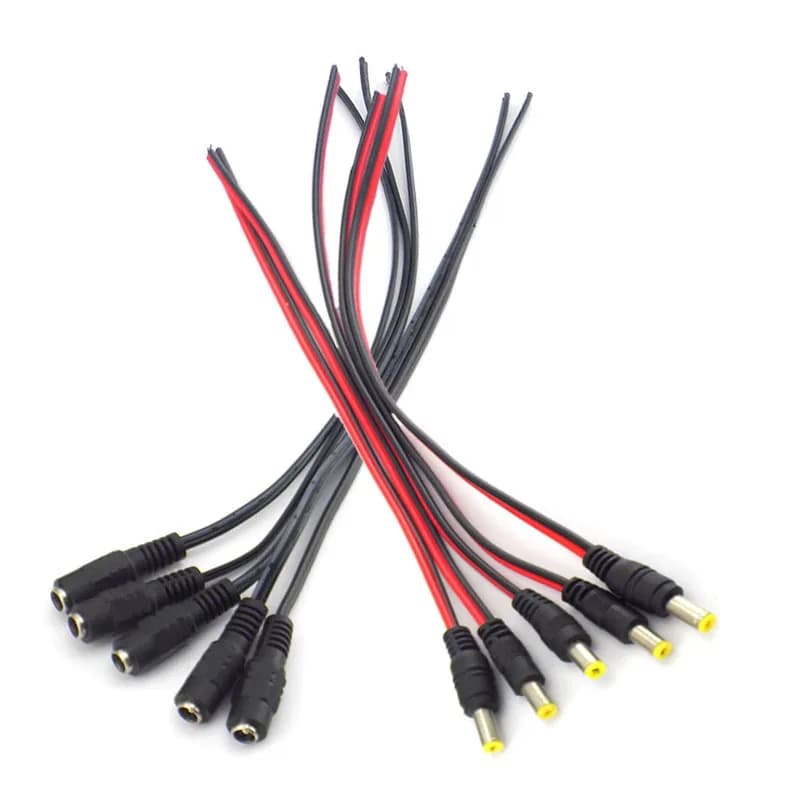 12V DC Male Female Plug Cable Connectors for CCTV Camera DC Power supply Extension cord Adaptor led strip light 5.5mmX2.1mm E1