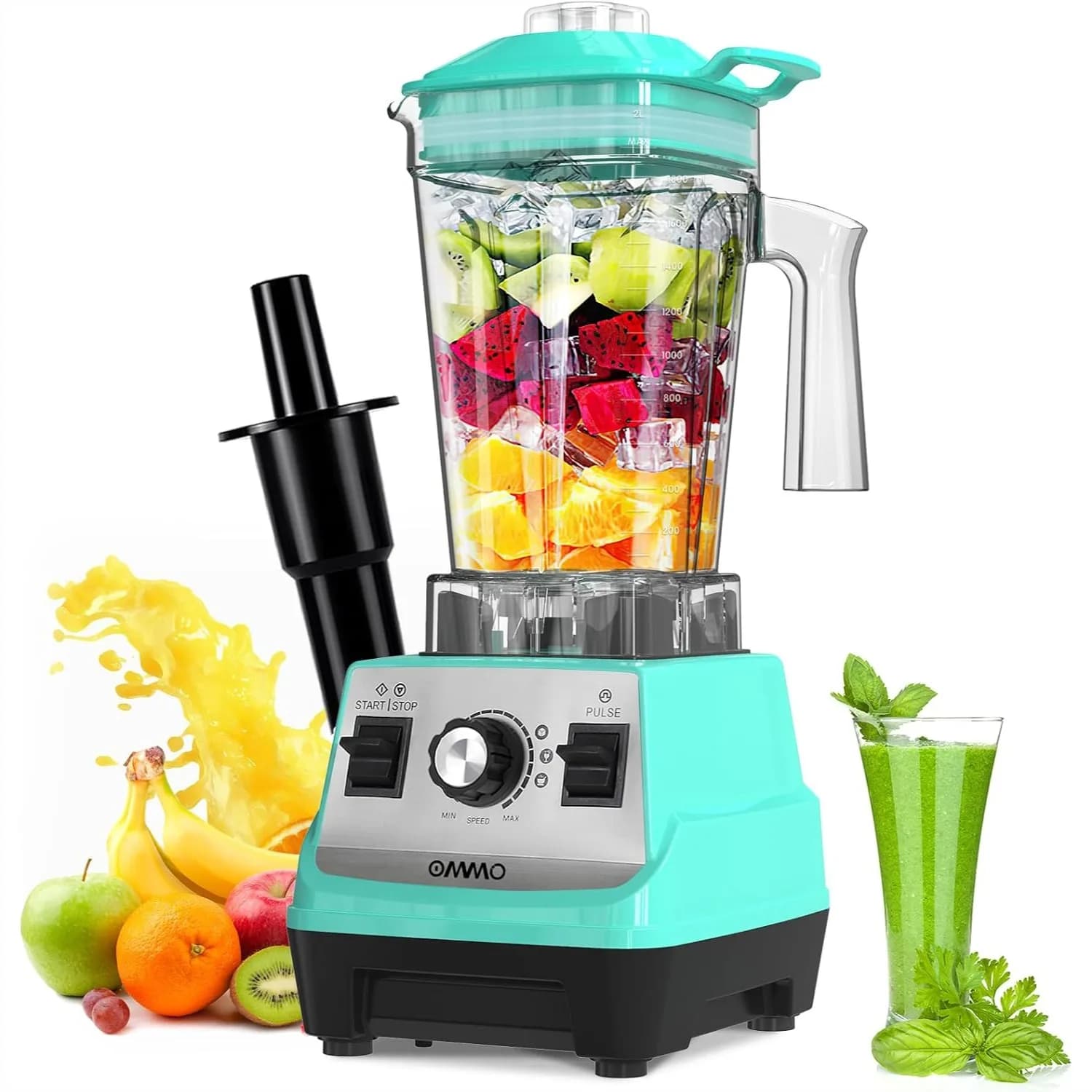 1800W Professional Blender with Stainless Steel Blades for Smoothies, Shakes, Ice Crushing, 60oz Dishwasher Safe