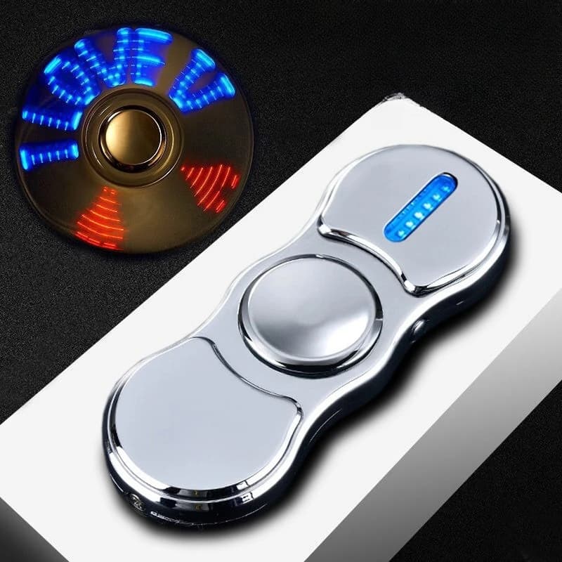 Spinner a mano Accendino elettrico USB Strisce LED Spinner per dito Accendini ad arco al plasma Accendino pulsato turbo in metallo antivento al tungsteno