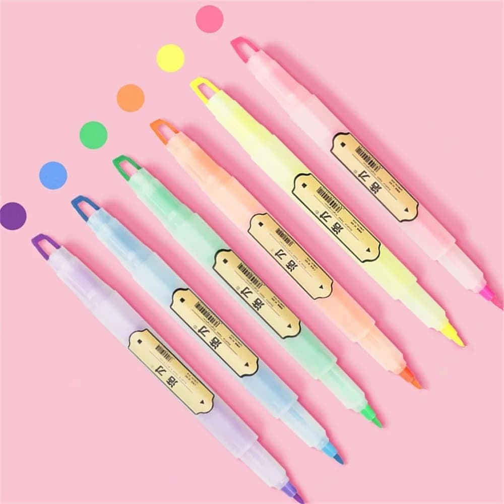 6 pezzi di colori evidenziatore a doppia punta artista studente pennarello di vernice disegno strumento di scrittura forniture scolastiche per ufficio regalo di cancelleria