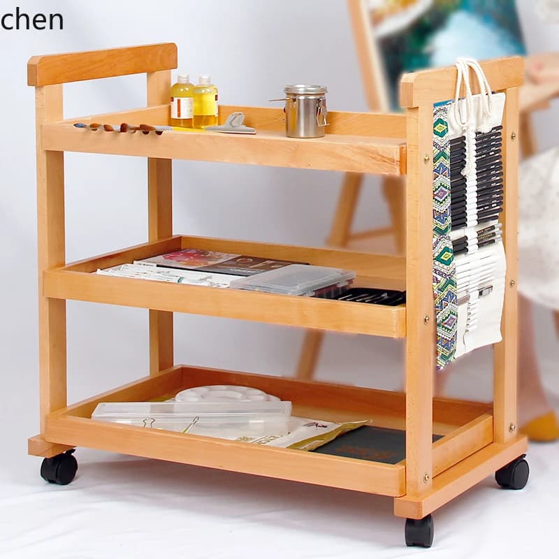 YXY Oil Painting Trolley Multifunctional Paint Tool Storage Box Painting Wheeled Movable Storage Rack