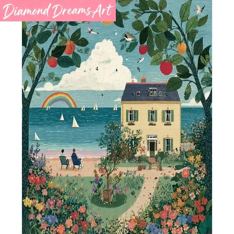 Frameless,Diamond Painting Kit Landscape Scenery Painting 5D DIY Full Drill Mosaic Cross Stitch For Home Wall Decor Handicraft A