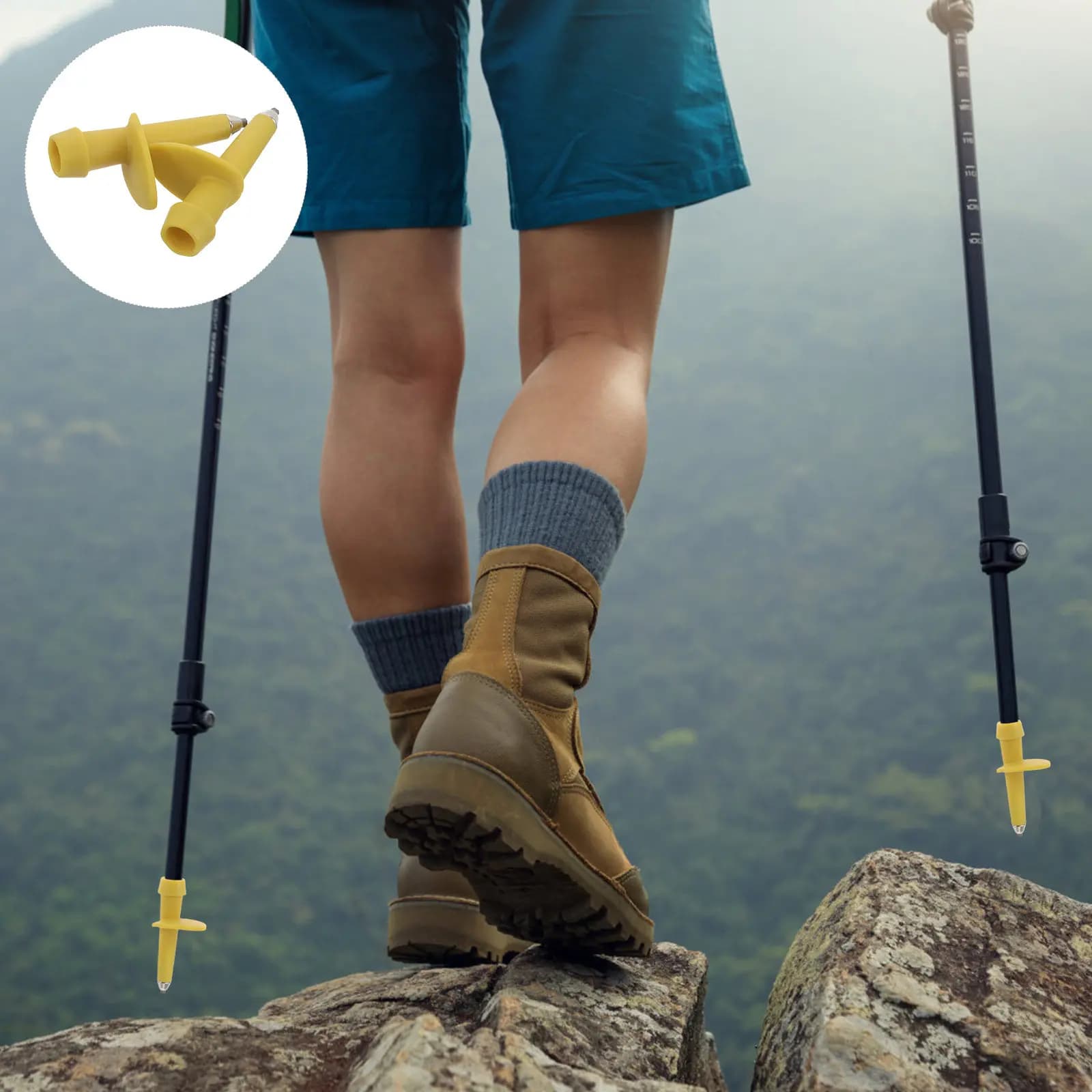 2 Pezzi Copripunta in Acciaio al Tungsteno per Bastoncini da Trekking, Protezioni Gialle per Bastoni da Passeggio, Ricambi per Escursionismo e Arrampicata all'Aperto