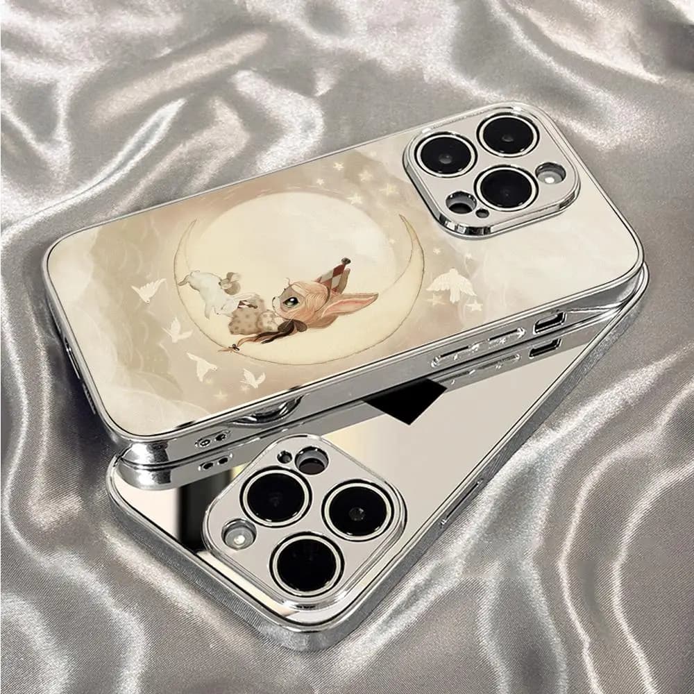 Phone Case with M--Mrs Mighettos Printing for iPhone 12-17 Pro Max Plus, Electroplated Metal Bumper Cover and Sottile Tempered Glass