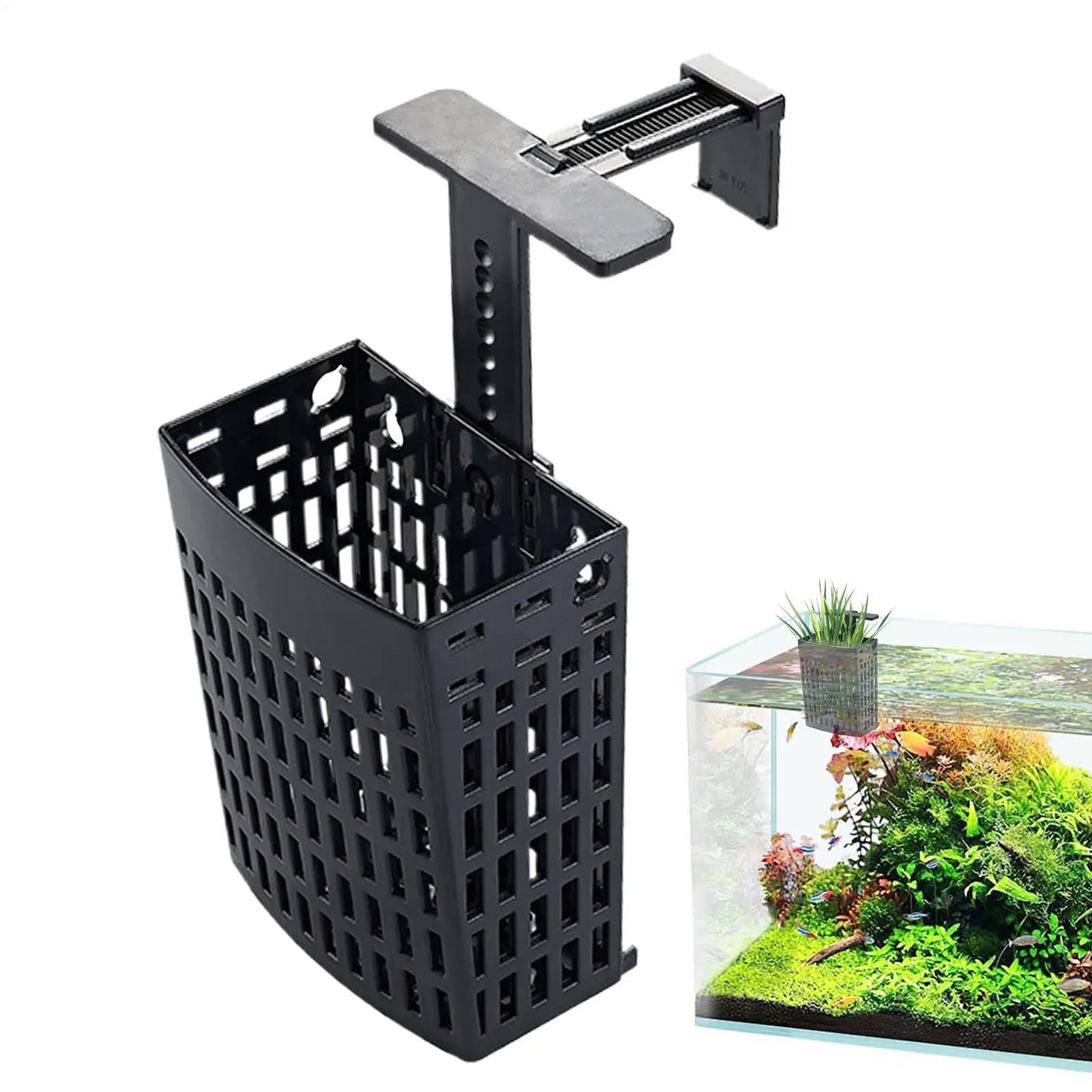 Supporto per piante da acquario con altezza regolabile, vaso per coltivazione con gancio estensibile e ventosa per acquario