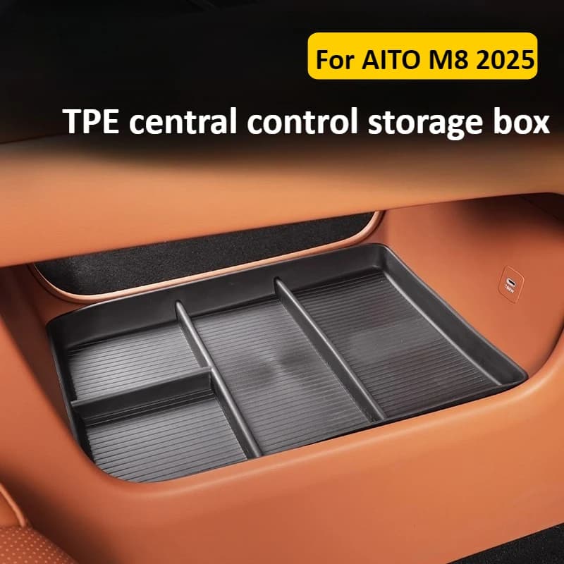 For AITO M8 2025 Car TPE Center Console Lower Storage Box Storage Interior Accessories