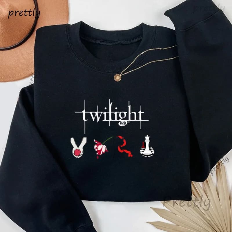Felpa e felpa con cappuccio Twilight Donna Casual Twilight Saga Felpa girocollo stampata Amante dei libri Felpe con cappuccio a maniche lunghe Felpa con cappuccio Y2k