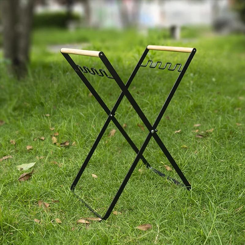 BAAD Supporto per sacchetto della spazzatura con manico in legno Cremagliera per smistamento rifiuti da cucina portatile Bidone dei rifiuti per il riciclaggio separato per il campeggio
