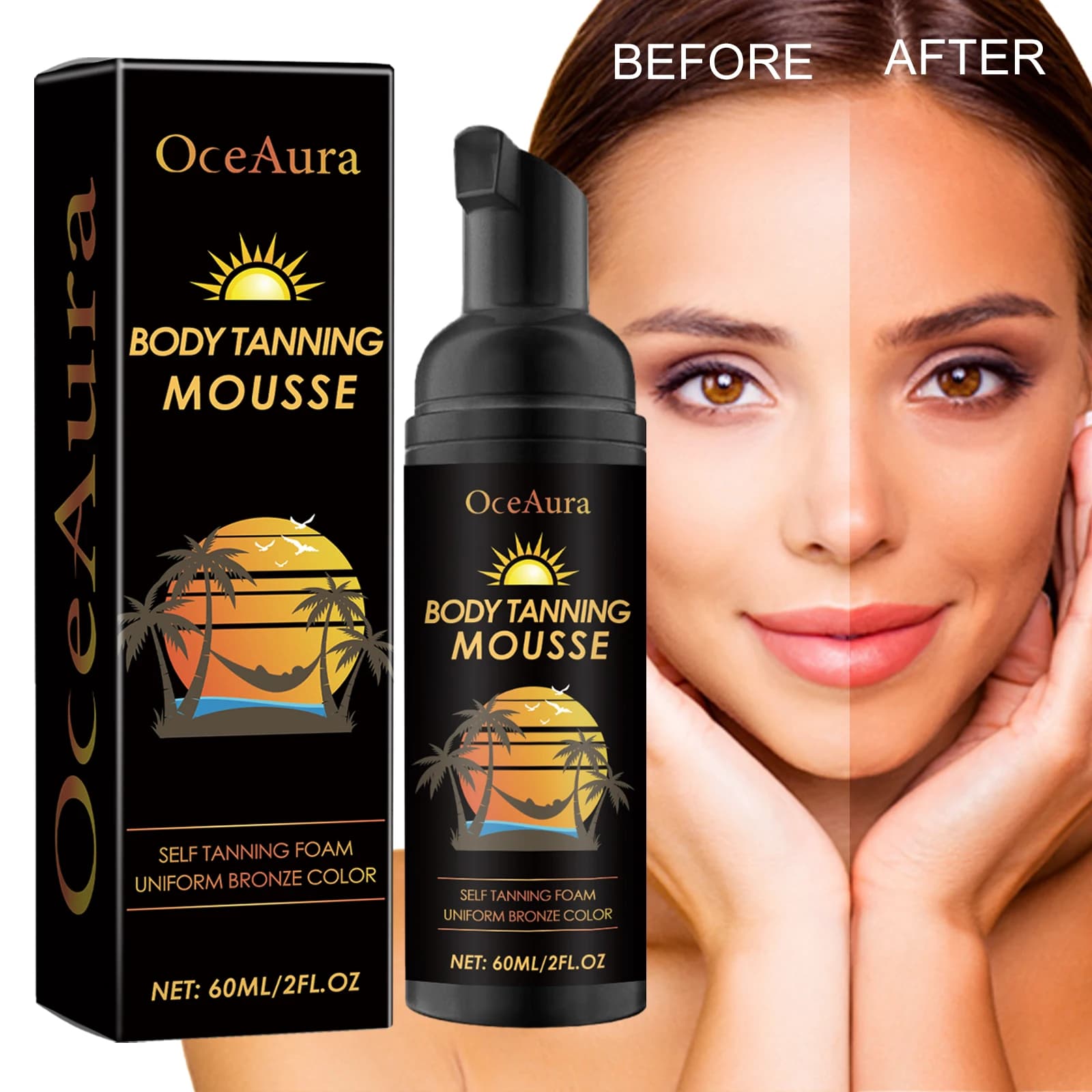 OceAura Aiutare Mousse Nera Estate All'aperto Mare Aiutare Il Sole Idratante Idratante Pelle Bellezza Moda Naturale Colore Grano