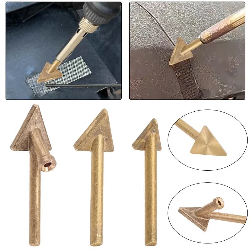 Copper Soldering Iron Tip Triangle Head For Car Bumper Plastic Repair Smoothing Tool Auto Body Welding Flattening Replace Part