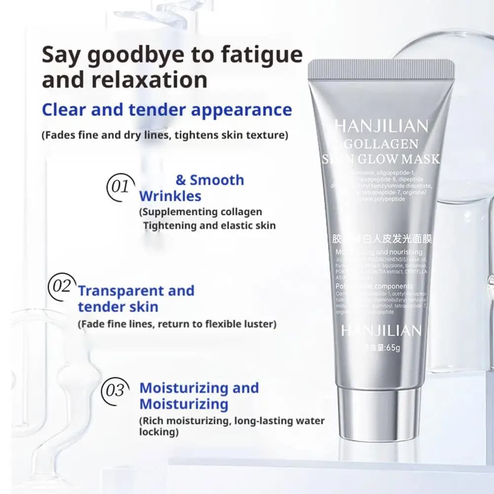 Maschera luminosa al collagene e niacinamide 65g - Maschera viso antirughe idratante e schiarente per la pulizia profonda