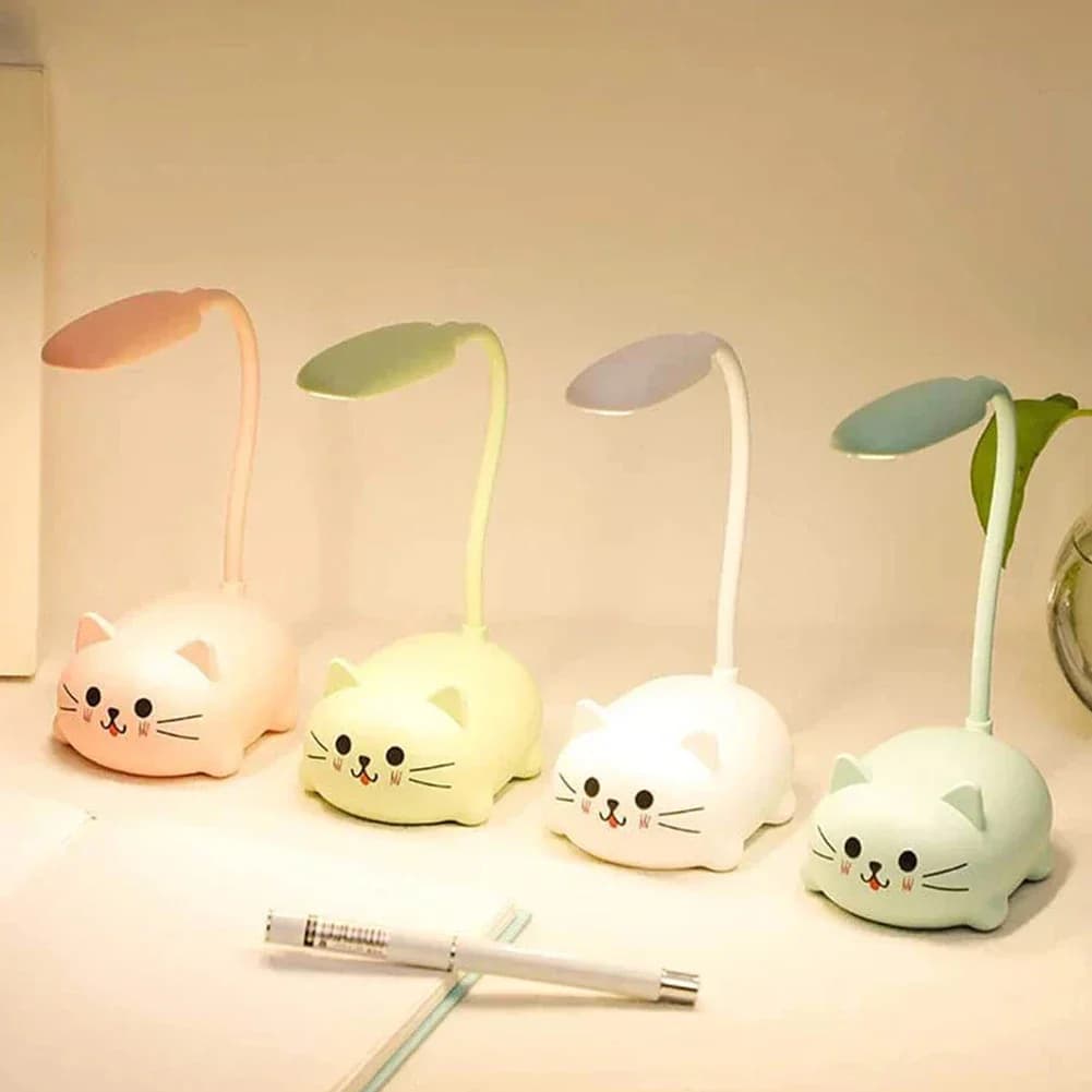 Cartone animato simpatico animale domestico orso maiale gatto cane ricarica USB batteria lampada da tavolo a LED luce notturna protezione per gli occhi per bambini lampada da scrivania bianca calda