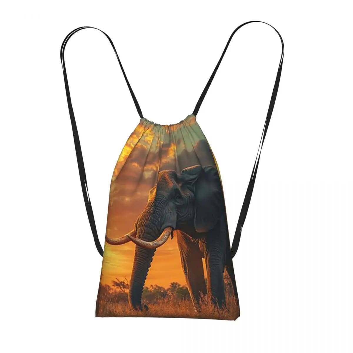 Zaini Elephant In The Field, borse sportive casual con coulisse e tasca, borse per libri per uomo e donna, per la scuola