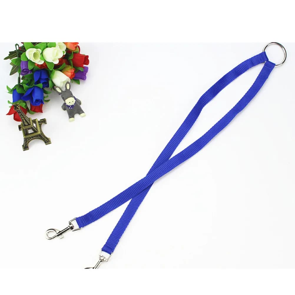 Dual Clip Double Dog Leash Nylon Heavy Duty Traction Rope for Small Pets Control At Once Running Walk No