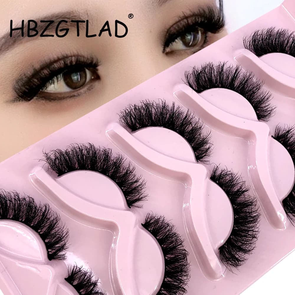 HBZGTLAD Nuove ciglia Cat Eye 5 paia Ciglia finte visone 3D Ciglia finte soffici alate Morbide ciglia lunghe naturali a striscia completa Crea le ciglia
