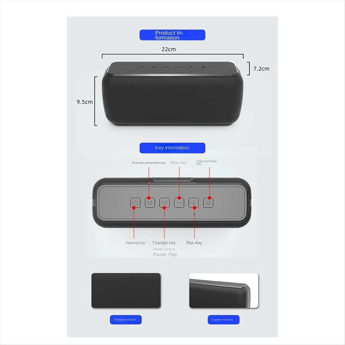 *ONE DAY Altoparlante Bluetooth da 60 W TWS Subwoofer portatile wireless Impermeabile 6600 mAh Bassi potenti AUX FM per divertimento all'aria aperta in campeggio