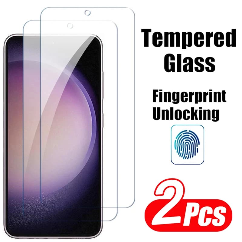 2PCS Sblocco delle impronte digitali Vetro temperato per Samsung Galaxy S24 Ultra S23 S21 S20 FE S24 S23 S22 Plus Protezione schermo in vetro