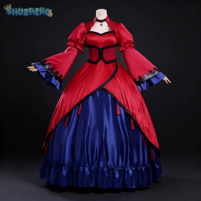 Scarlett Castiel Cosplay Costume The Holy Grail of Scarlett Eris Halloween Carnival Dress Long Coat Necklace Earrings Copricapo Set