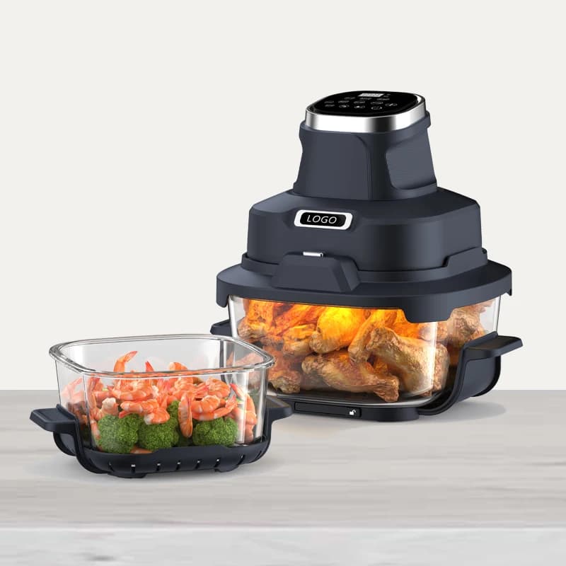 Digital Air Fryer with Touch Screen, Double Glass Vase, Oil Free Intelligent Electric Fryer with View Window