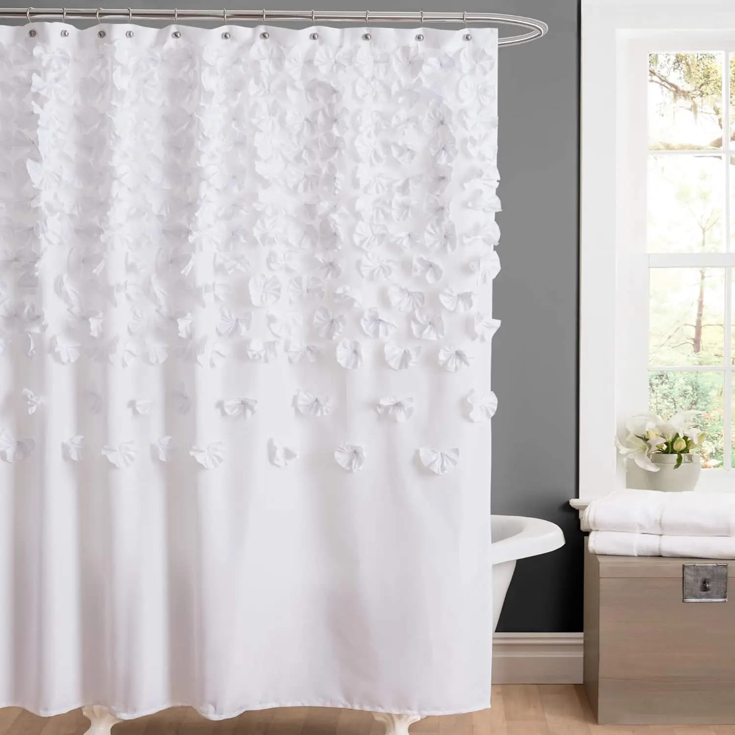 Tenda da doccia bianca, 72 x 72 pollici, impermeabile e dal design elegante per l'arredamento del bagno