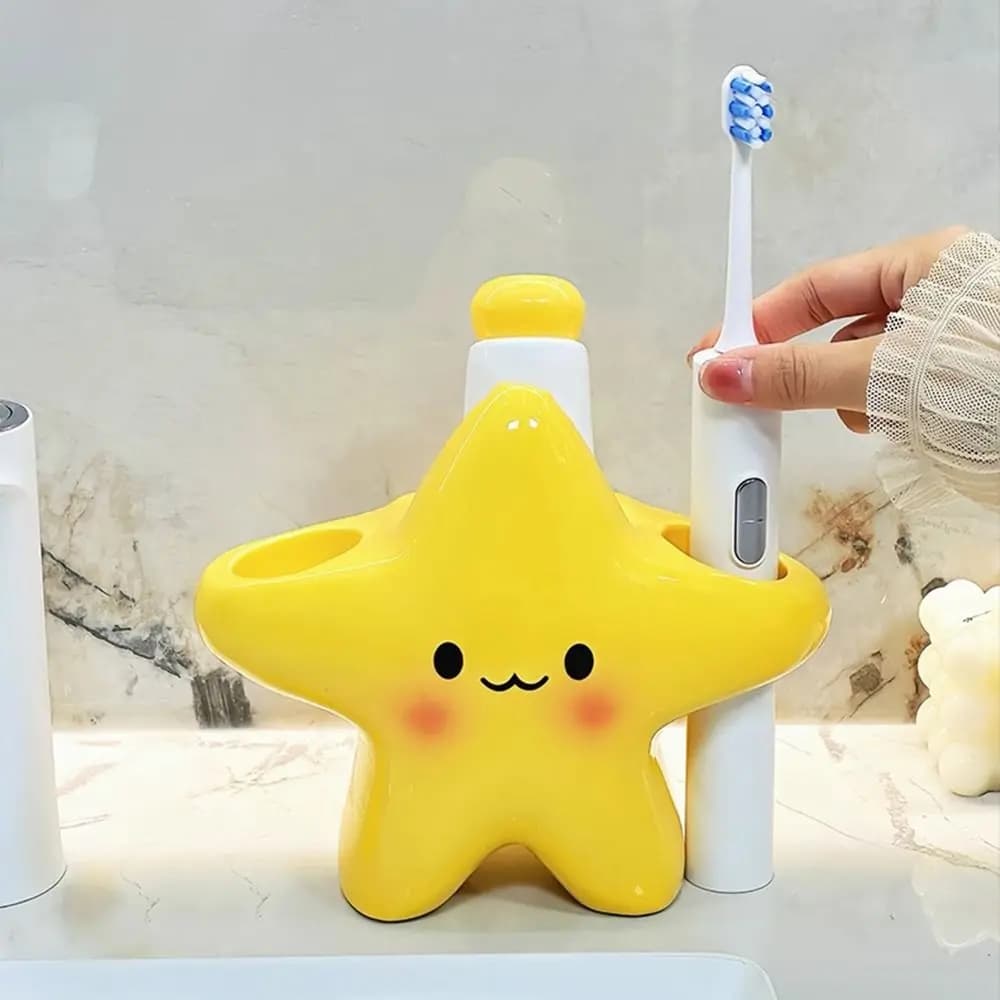 Portapenne creativo in ceramica Porta spazzolino elettrico a forma di stella impermeabile Porta spazzolino portatile antiscivolo