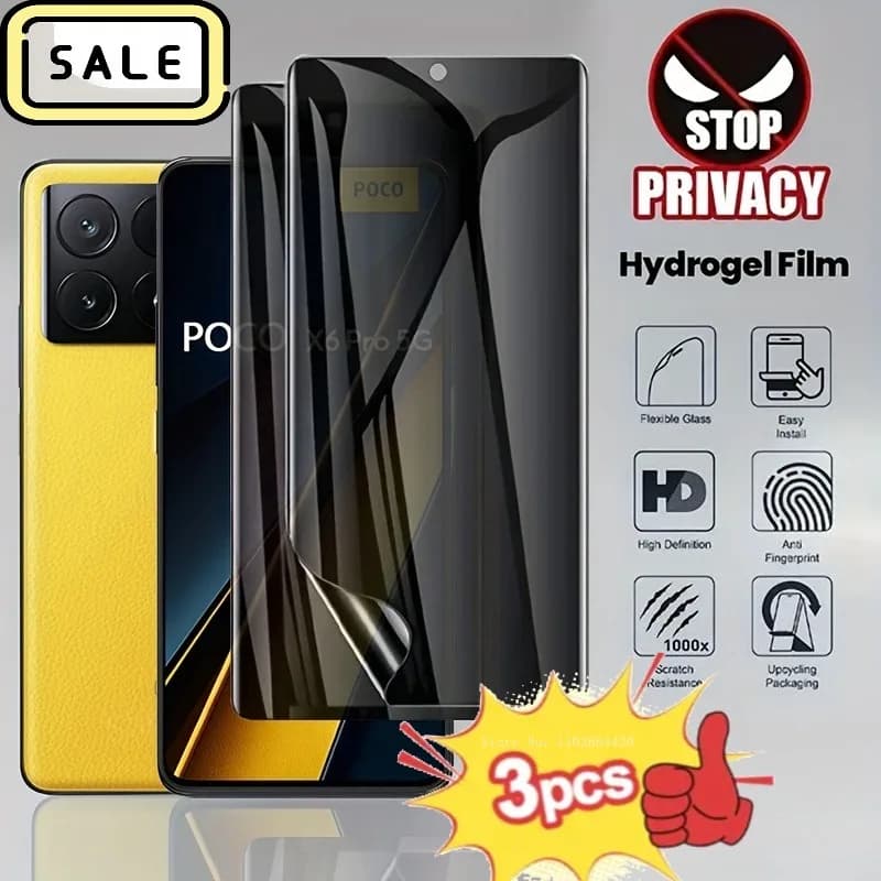 3PCS Pellicola idrogel anti-spia per Xiaomi POCO X7 Pro X6 X5 X3 Protezione schermo per Xiaomi POCO F7 Ultra F6 Pro F5 C75 C85 4G Pellicola