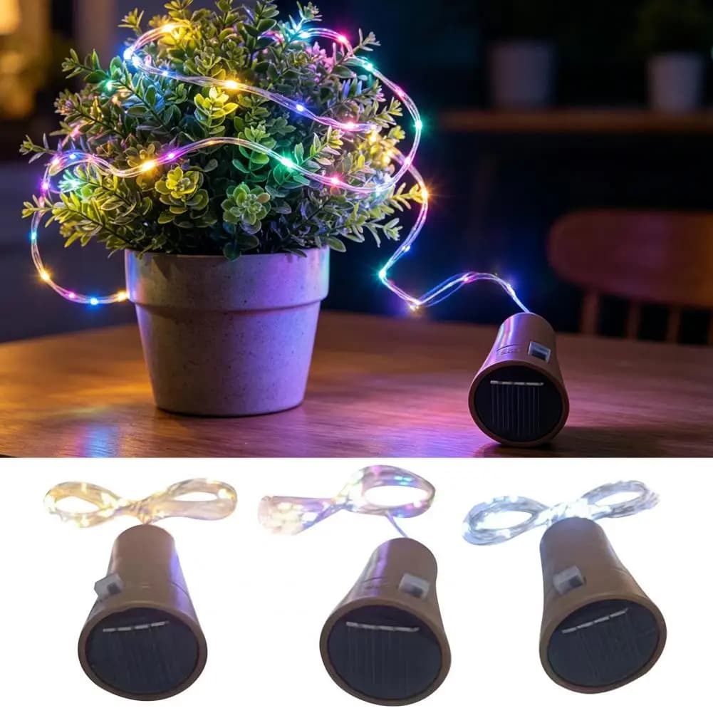 Luci a Bottiglia con Tappo in Sughero, Luci a Stringa LED con Filo di Rame, Ghirlande Luminose per Decorazioni Natalizie, Feste e Matrimoni