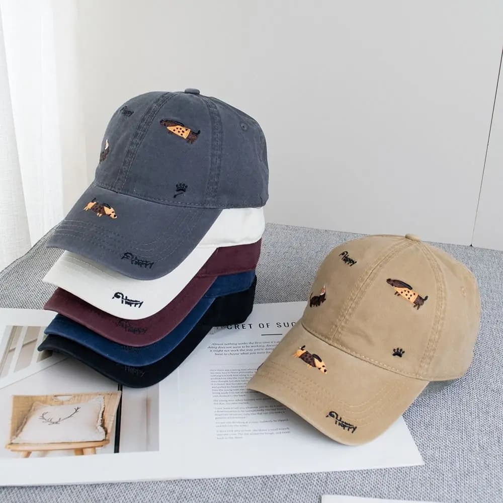 Cappellino da Baseball Casual con Ricamo a Cucciolo, Protezione UV, Versatile, Traspirante, per Primavera Estate