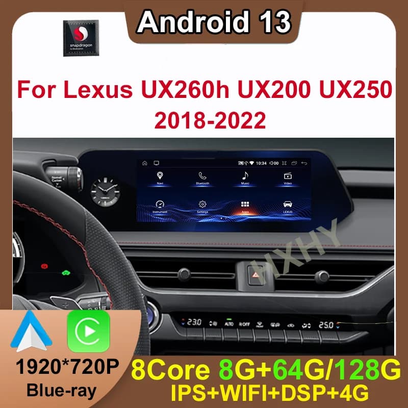 Android 13 Qualcomm 8 + 128G Per Lexus UX ZA10 UX200 UX250h 2018-2022 Auto Carplay Auto Lettore Dvd Navigazione Multimediale Stereo