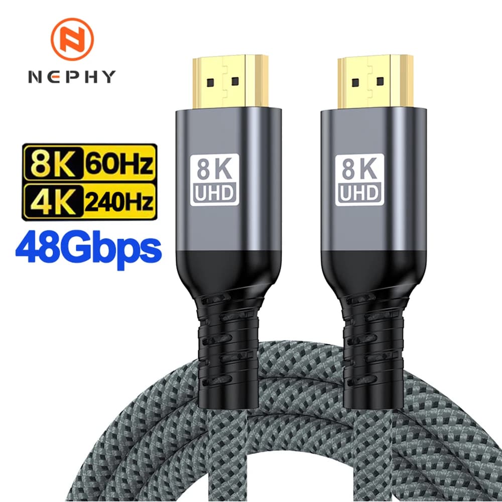 HDMI 2.1 8K cable from 5m, 7m, 10m, 48Gbps Ultra High Speed, Braided Cable 8K 60HZ 4K 240HZ for Roku TV, PS5, Xbox 1, 2, 3, 5, 7, 10 Meters