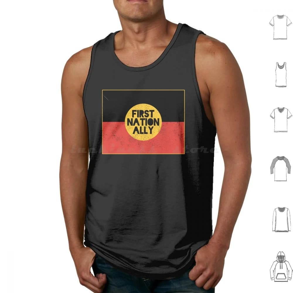 First Nation Ally [Design indossato nero] Canotte Canottiere senza maniche Black Lives Matter Australia Cultura indigena australiana