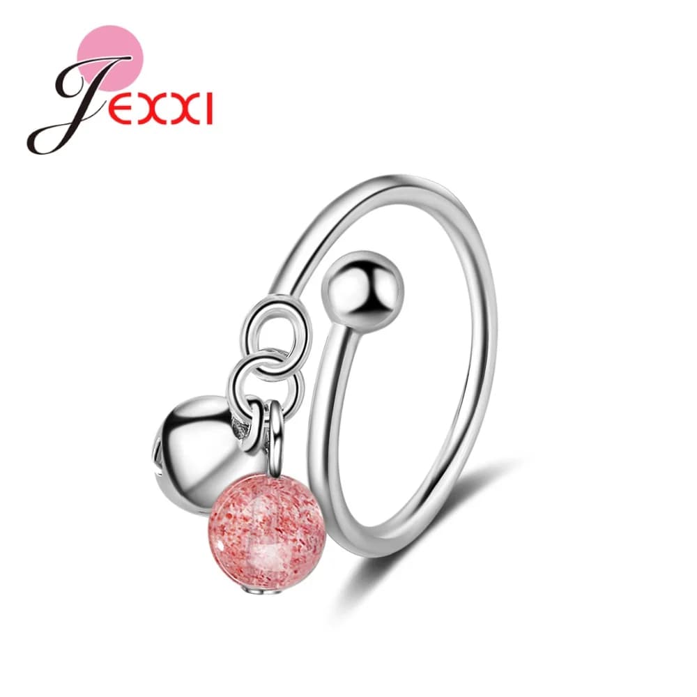 Anello di apertura in cristallo adorabile da donna di nuova moda coreano autentico argento sterling 925 anelli di barretta regolabili gioielli regalo per ragazze