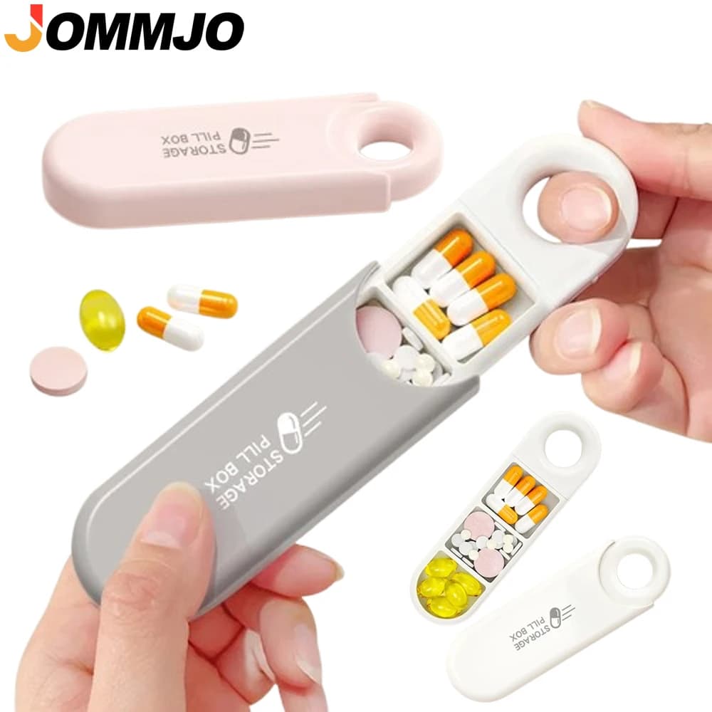 1PCS Small Pill Organizer 3 Times A Day Daily, Travel Pill Box for Purse Pocket, 3 Compartment Portable Medicine Vitamin Case