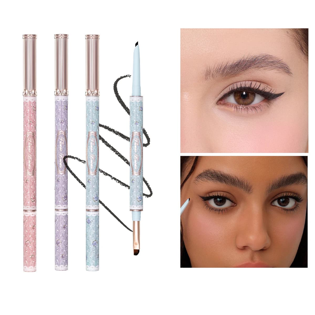 Flower Knows Bunny Garden Eyeliner in Gel Impermeabile, Cremoso e Liscio, Lunga Durata, Anti-sbavature, Trucco Naturale, Matita per Occhi