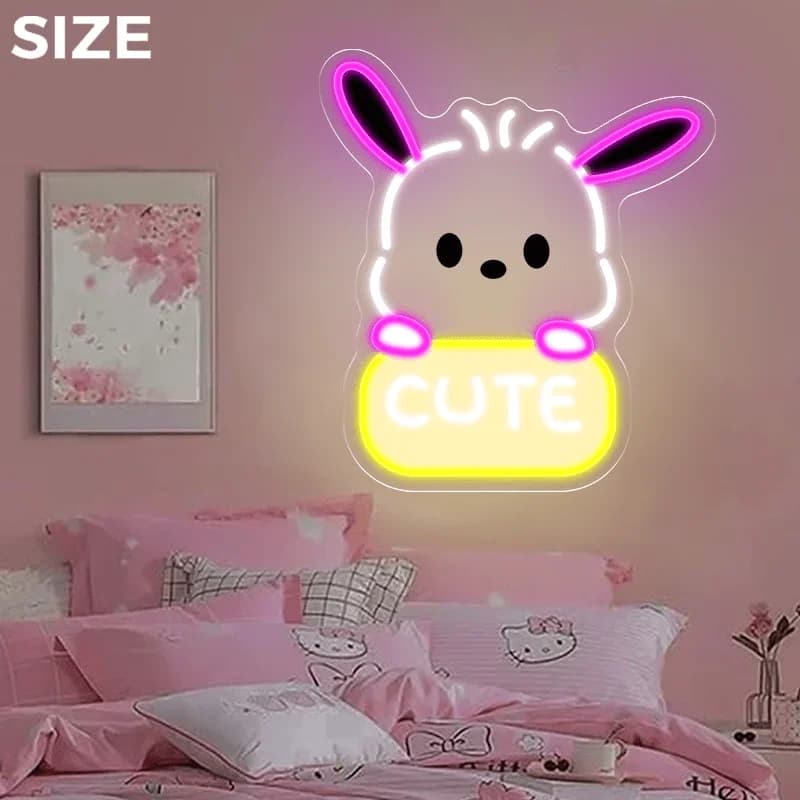 Insegna al Neon LED a Forma di Coniglietto Carino 'Sweet Dreams', Luce da Parete per Camera da Letto e Cameretta, Illuminazione Notturna per un'Atmosfera Calda, Regalo Perfetto