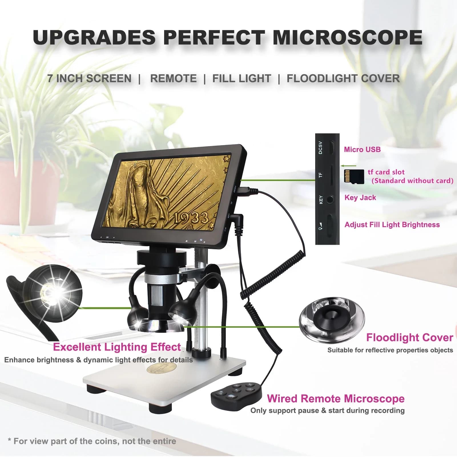 Microscopio digitale USB Ingrandimento 1600X Mini telecamera di ispezione portatile Lente d'ingrandimento della pelle Luce a LED Microscopio video OEM Rohs