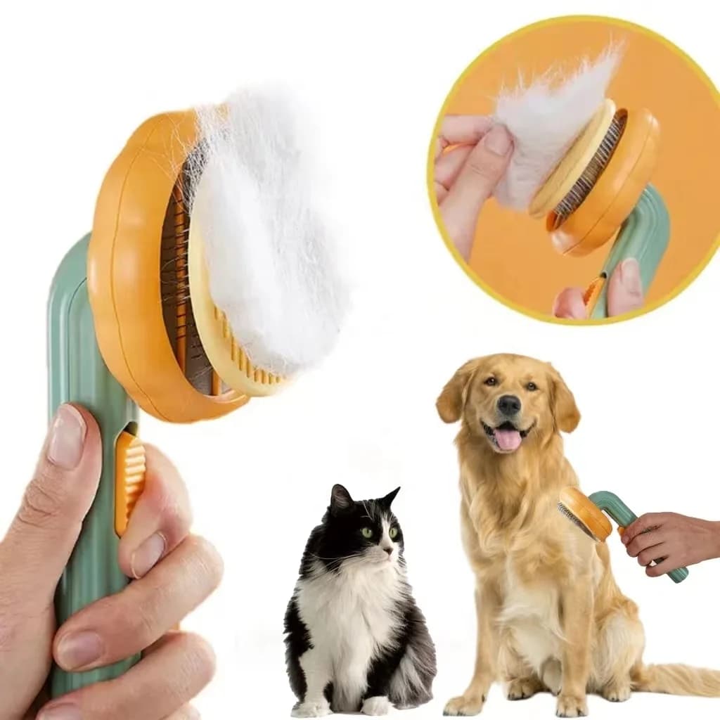Fast Delivery Flower Pumpkin Shape Eco-Friendly Stainless Steel & ABS Pet Grooming Brush Sunflower Cute Hair Cleaner Comb