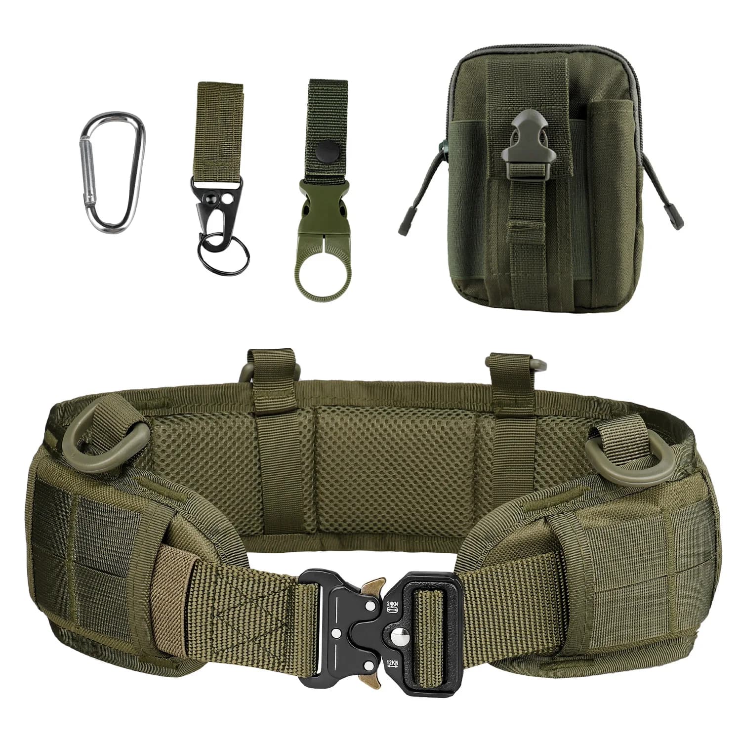 JSJM Cintura tattica Cintura regolabile da lavoro all'aperto Cintura da uomo Combattimento CS Caccia Paintball Cinture imbottite Tasca