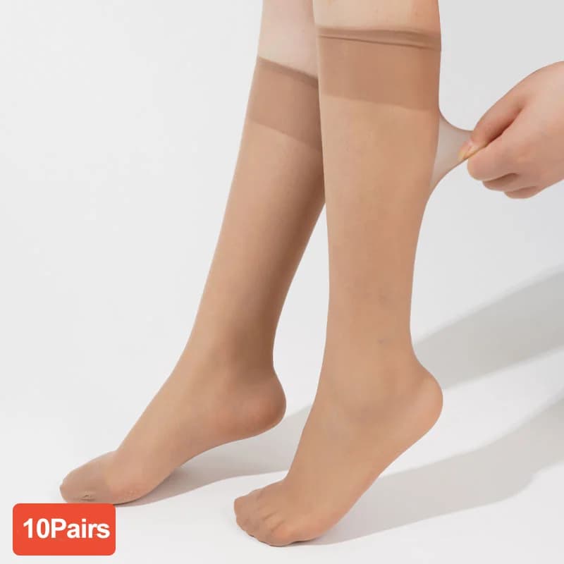 10 paia di calze da donna in nylon ultrasottile, calze trasparenti elasticizzate, calze lunghe estive per ragazze