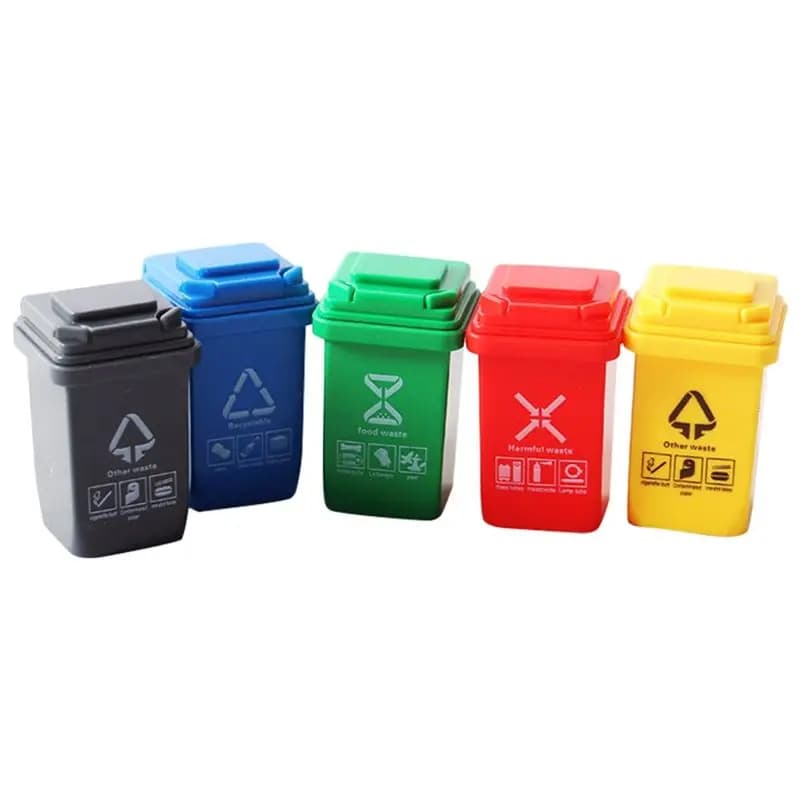 LALA Set di 5 Miniature di Bidoni della Spazzatura, Accessori per Modellini di Camion della Spazzatura e Veicoli Stradali