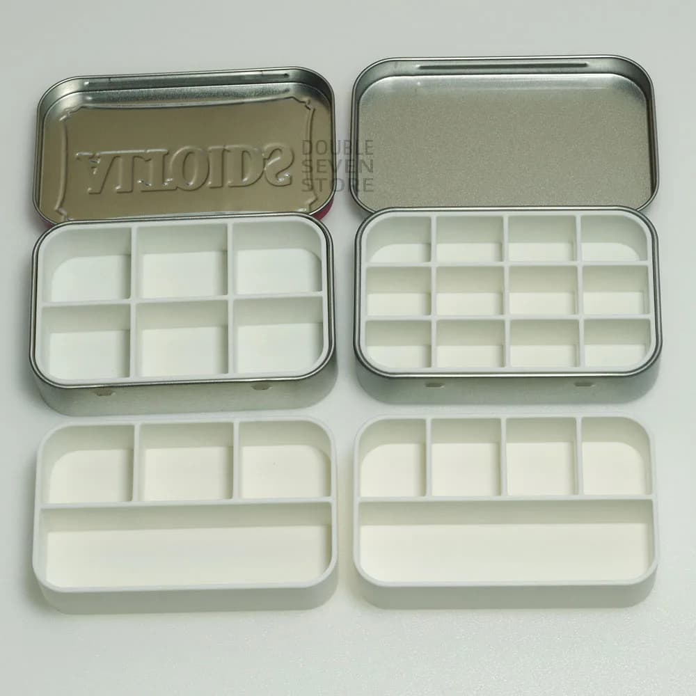 Metal tin tray white insert organizer art palette fishing jewelry Bugout aluminum jar